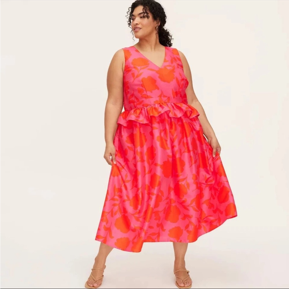 - New Kate Spade Floral Sleeveless Midi Dress - Pink plus size 24 🌸🌺🌹